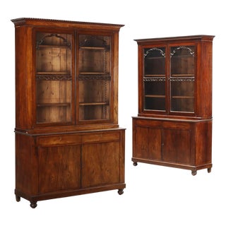 Rosewood Veneered Bookcases, Set of 2 For Sale