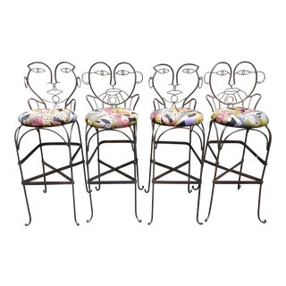 John Risley Style Bar Stools - Set of 4 For Sale