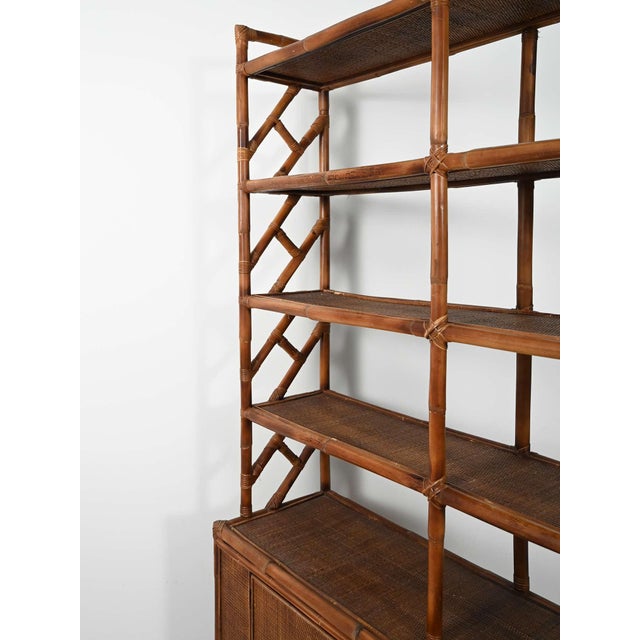 Wood Vintage Bamboo and Rattan Bookcase, 1960s For Sale - Image 7 of 14