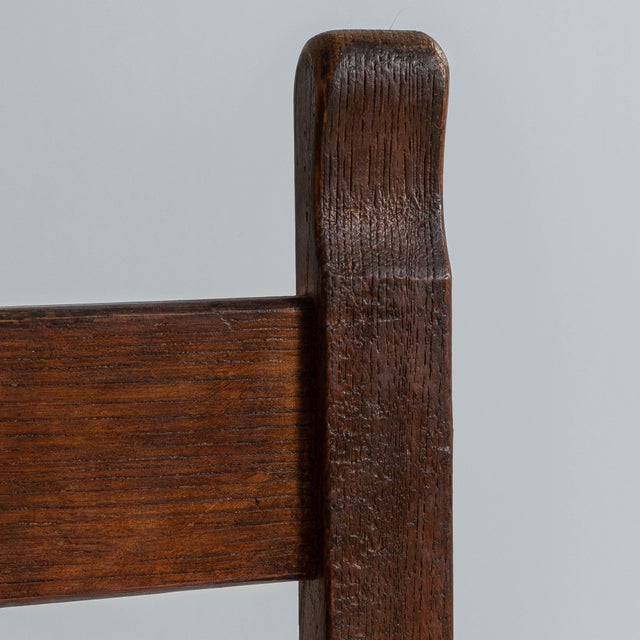 Wood 1970s French Oak Brutalist Dining Chairs With Upholstered Seats - Set of 6 For Sale - Image 7 of 18