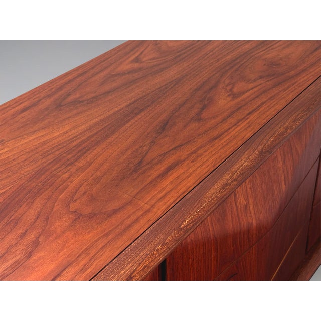 Wood Restored United Diamond Front Dresser Nine Drawer Walnut Lowboy For Sale - Image 7 of 10