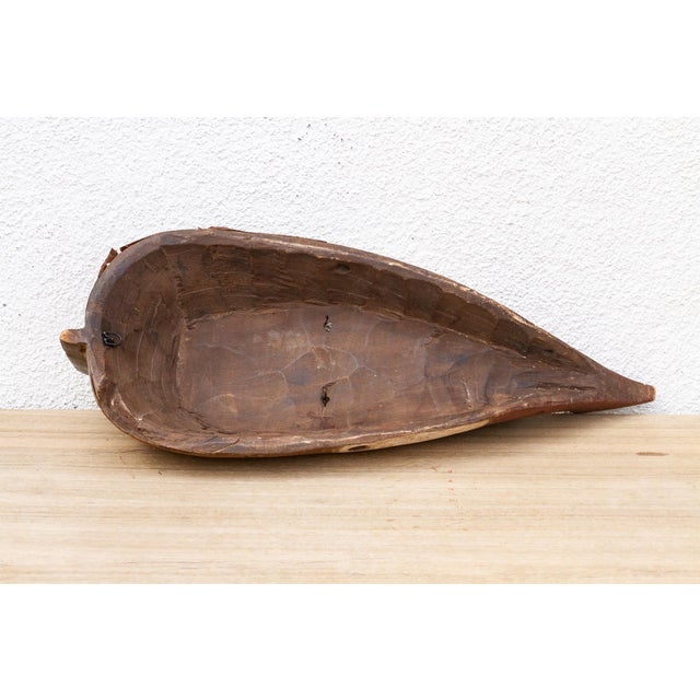 Wood Vintage Elongated Copper Face Mask For Sale - Image 7 of 8