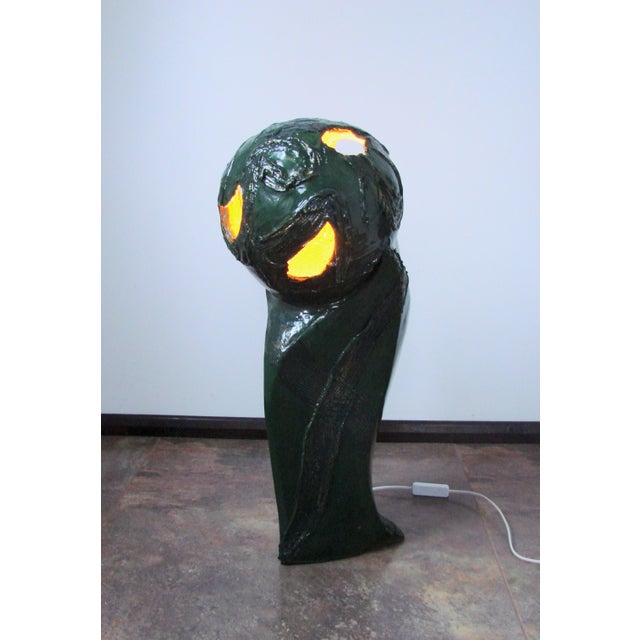 Vintage Head Sculpture Lamp in Glazed Ceramic, Poland, 1990s For Sale - Image 9 of 18