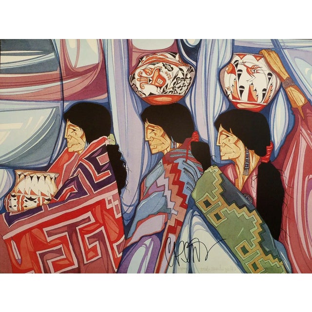 1990s Amado Pena Tres Artesanas Hand Signed Fine Art Print For Sale - Image 4 of 6