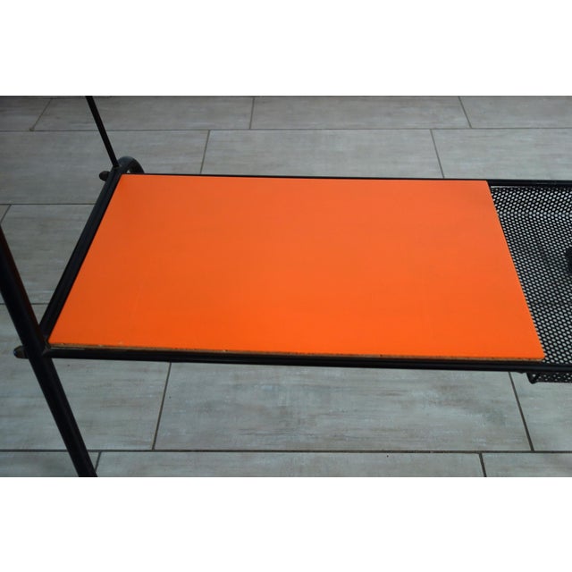 Vintage Orange Perforated Metal Serving Cart, 1950s For Sale - Image 10 of 13