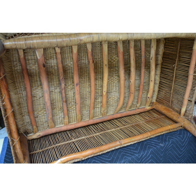 1970s Malawi Africa Handcrafted Tan Rattan Cane Woven Loveseat & 2 Chairs Set For Sale - Image 9 of 10