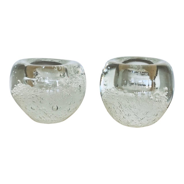 Mid Century Murano Glass Candle Holders a Pair Chairish