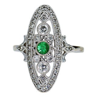 Antique 18k White Gold Ring With Diamond & Size 5.25 For Sale