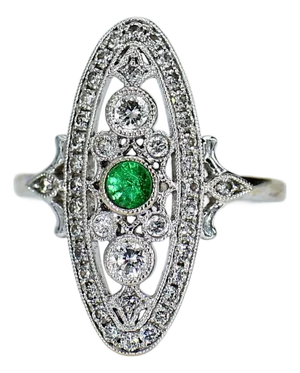 Antique 18k White Gold Ring With Diamond & Size 5.25