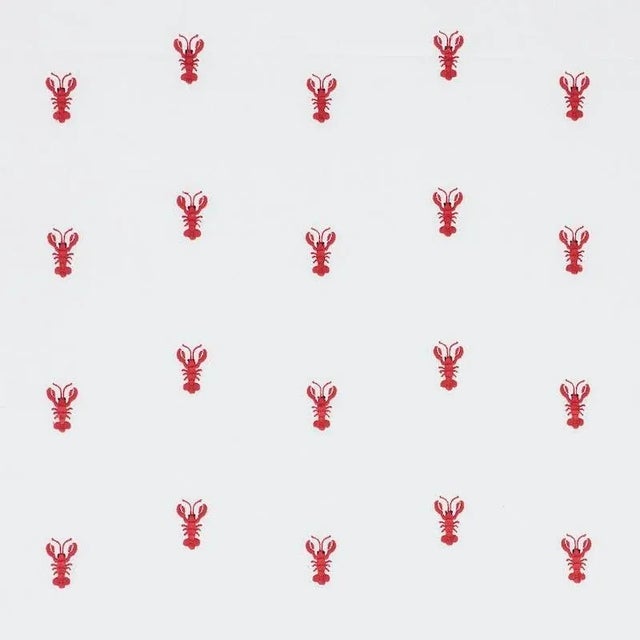 Sample - Schumacher Lobster Embroidery Fabric in White For Sale