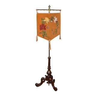 1830s Antique Regency English Walnut Pendant Pole Screen For Sale