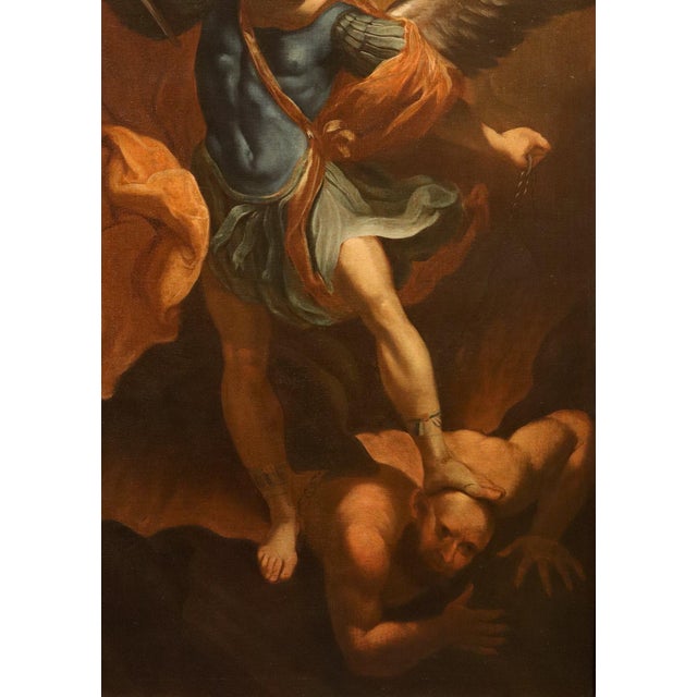 The archangel michael guido reni (bologna 1575 - 1642) follower of 17th-18th century oil on canvas (134 x 96 cm - framed...