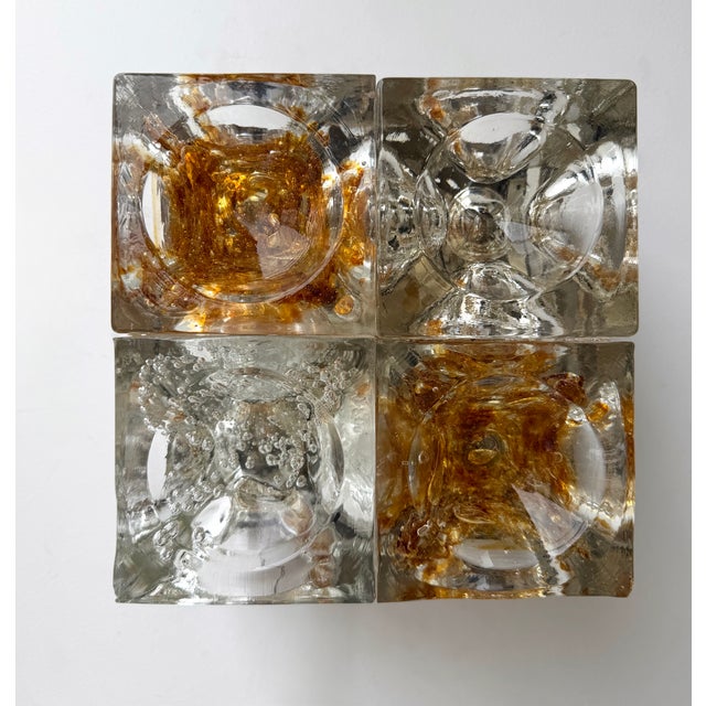 1970s Glass Cube Square Metal Sconces by Poliarte - a Pair For Sale - Image 10 of 12
