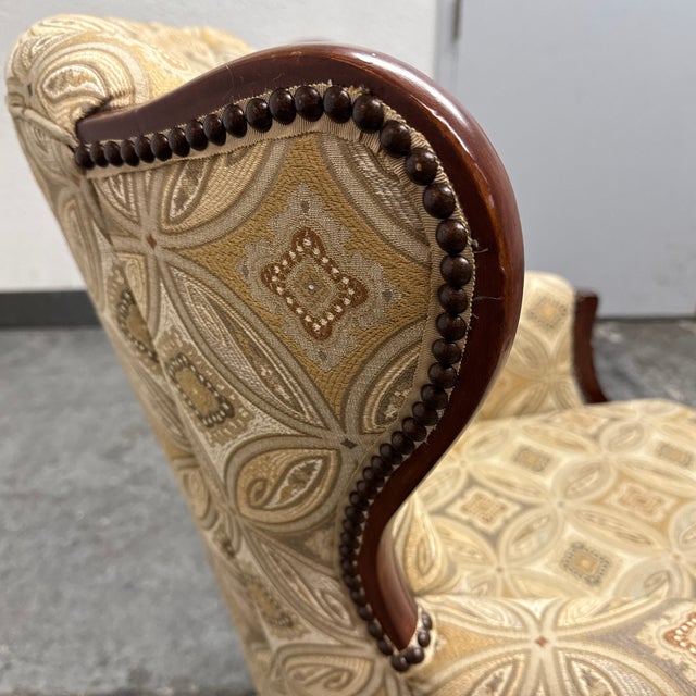 Tufted Channel Wingback Arm Chair For Sale - Image 11 of 12