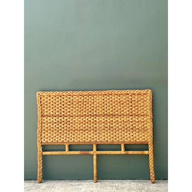 Vintage Braided Rattan Queen Headboard For Sale - Image 9 of 13