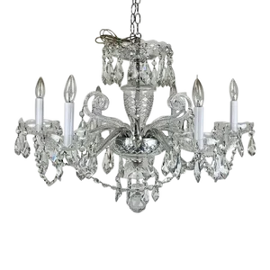 Six Arm Chechoslovakian Heavy Lead Crystal Chandelier, Unmarked