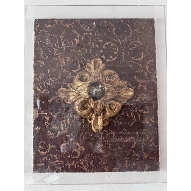 2000 - 2009 Antiqued Hand-Made Convex Mirror Architectural Fragment in Acrylic Case For Sale - Image 5 of 6