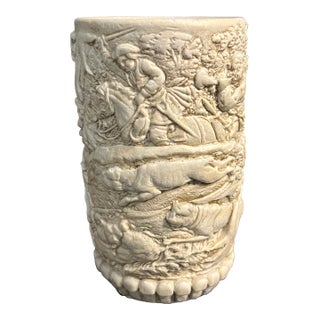 Carved Porcelain Cup With Hunting Scene For Sale