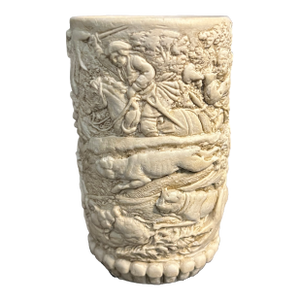 Carved Porcelain Cup With Hunting Scene
