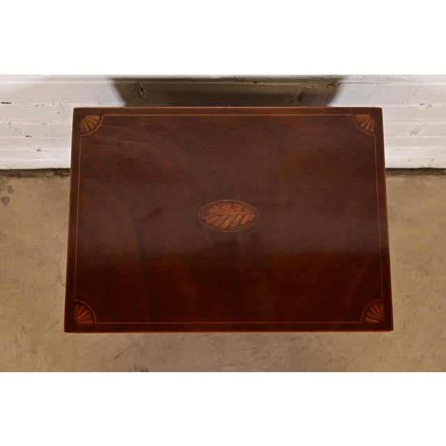 Baker Furniture Company Baker Furniture Georgian Inlaid Mahogany Chest on Stand Side Table For Sale - Image 4 of 11