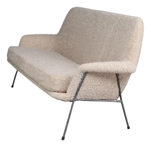 Mid-Century Modern Lounge Sofa in Teddy Fabric, 1960s