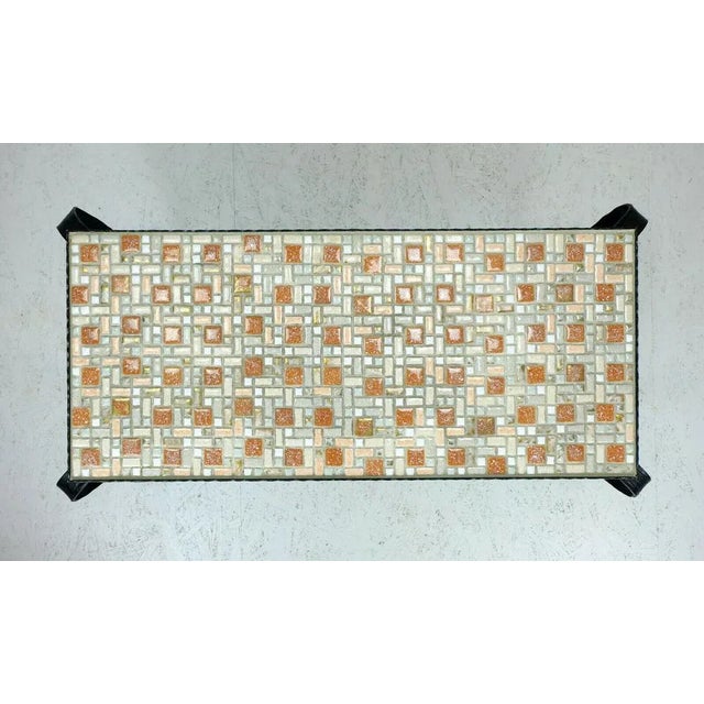 Mid-Century Modern Mosaic Table with Wrought Iron Frame, 1960s For Sale - Image 3 of 10