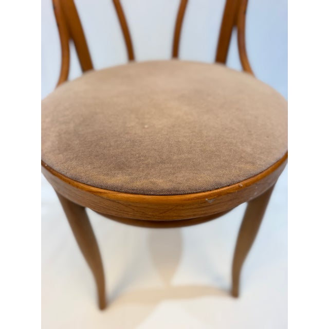 Vintage Thonet Bentwood Café Chair With Upholstered Seat and Original Labels For Sale - Image 9 of 10