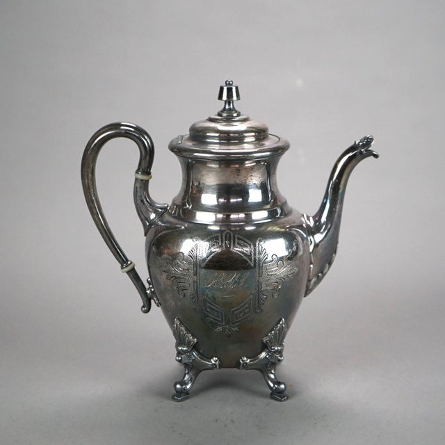 2 Piece Antique Figural Silver Plated Tea Set with Warrior Cameo, Circa 1890 For Sale - Image 6 of 8