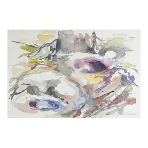 Late 20th Century Jewel Tone Abstract Watercolor Painting