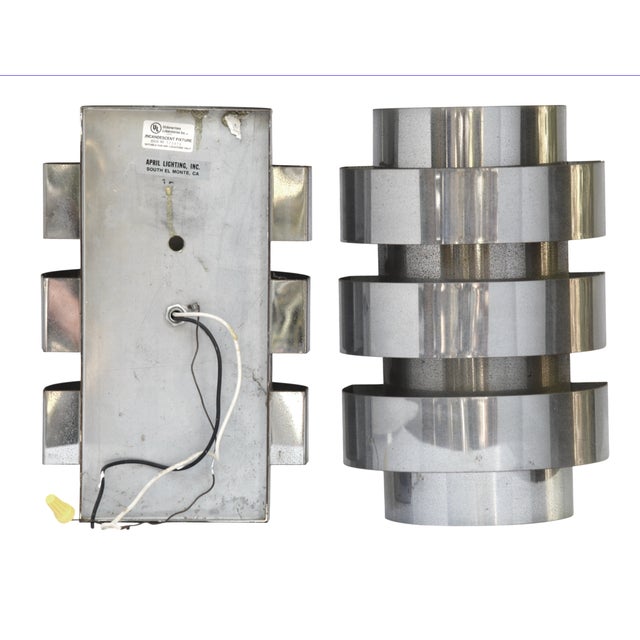 Chrome Vintage Mid-Century Modern Chrome Sconces - Pair For Sale - Image 8 of 11