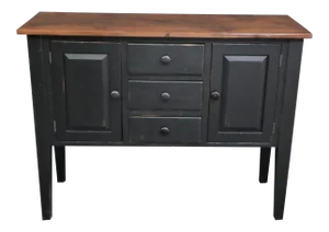 Country French Pine and Paint Decorated Paneled Credenza
