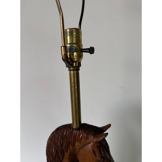 Vintage Equestrian Carved Wooden Horse Table Lamp For Sale - Image 11 of 12