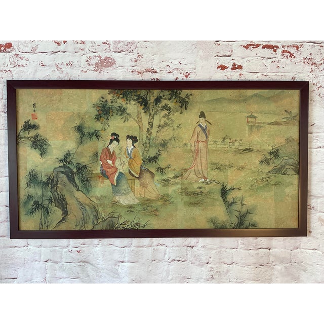 Chinese Paintings in Rosewood Frames, Set of Four For Sale - Image 11 of 14