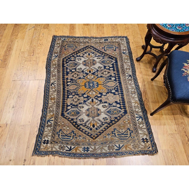 19th Century Antique Caucasian Shirvan Area Rug, Hand-Woven Wool, Medallion Design, 3' x 5' For Sale - Image 5 of 18