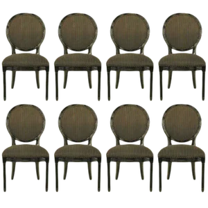 Eight Jay Spectre Black Lacquer Dining Chairs