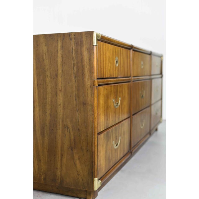 1970s Campaign Style 9 Drawer Dresser Accolade Collection by Drexel Furniture For Sale - Image 14 of 16