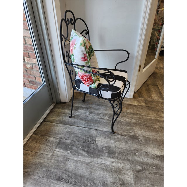 Vintage Wrought Iron Garden Armchair With Cabriole Legs For Sale In New York - Image 6 of 15