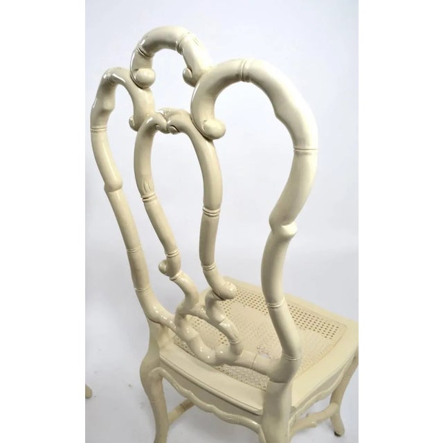 Wood Set of Six White Lacquer Queen Anne Dining Chairs For Sale - Image 7 of 11