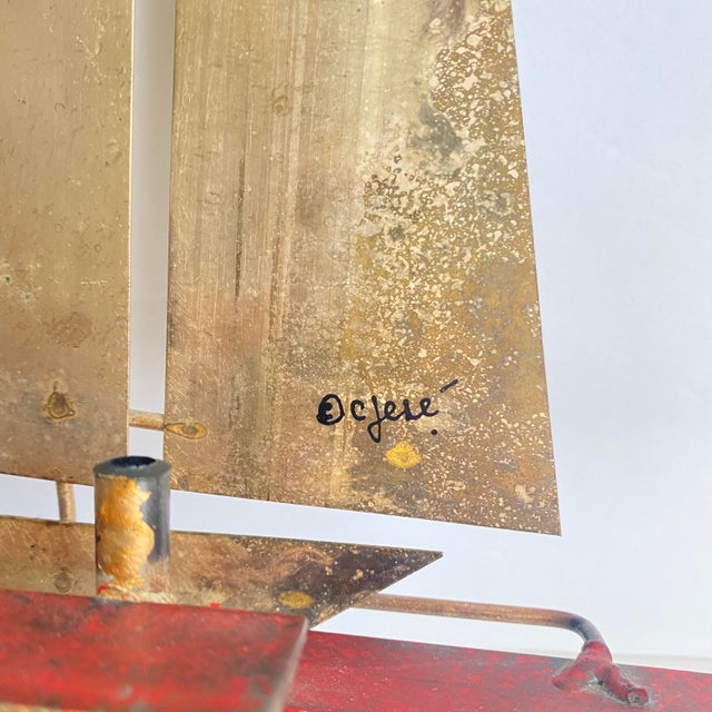 Mid Century Curtis Jere Shore Birds Metal Wall Art Sculpture Sailboat