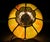Antique Avocado Ceiling Light Shade With Slag Glass and Bronze Bands For Sale In Los Angeles - Image 6 of 18