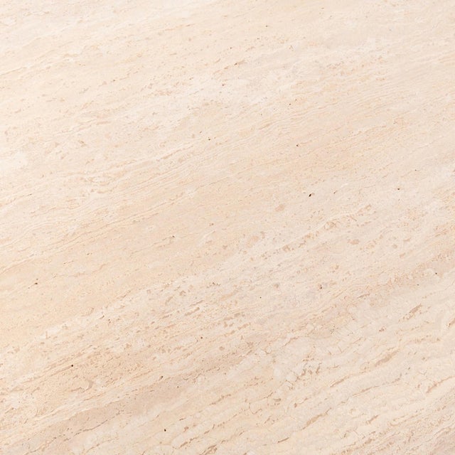 Metal Beige Stone & Brass Round Dining Table For Sale - Image 7 of 7