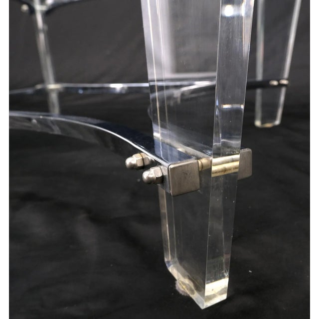 Charles Hollis Jones Charles Hollis Jones Lucite Chrome Square Glass Top Coffee Center Table For Sale - Image 4 of 13