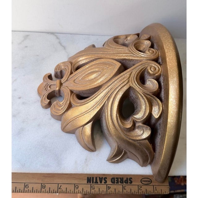 Vintage Ornate Gold Wall Mirror Set With Shelf and Candleholders For Sale - Image 11 of 11