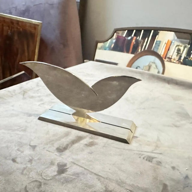 Silver 1990s Minimalist Silver Plated Sculpture La Colombella Bianca by Lino Sabattini For Sale - Image 8 of 12