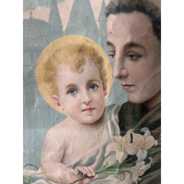 19th Century Italian Religious Banner Jesus & Saint Anthony Tassels For Sale - Image 11 of 12