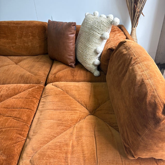 Copper Vintage Selig of Monroe Playpen Modular Conversation Pit Sectional in Original Rust Velvet For Sale - Image 8 of 18