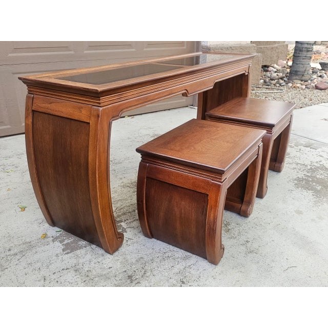 Thomasville Thomasville Ming Style Mahogany Table and Stools - 3 Piece Set For Sale - Image 4 of 5