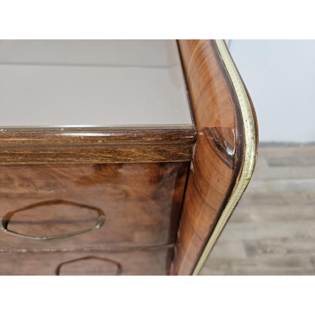 Walnut Burl Chest of Drawers with Double Glass Top, 1950 For Sale - Image 11 of 18