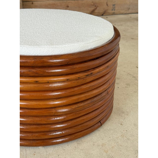 Mid-Century Modern Pair of Mid-20th Century Refinished Stacked Bent Rattan Ottomans in the Manner of Paul Frankl For Sale - Image 3 of 12