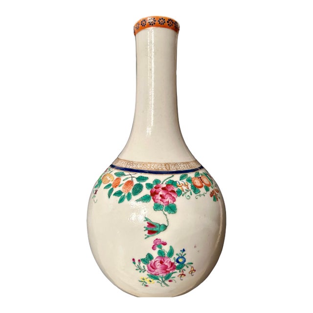 Chinese Export 18th C Famille Rose Bottle Shape Vase For Sale